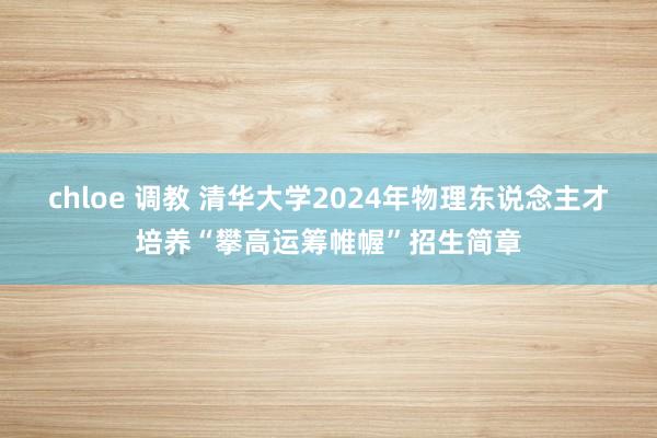 chloe 调教 清华大学2024年物理东说念主才培养“攀高运筹帷幄”招生简章