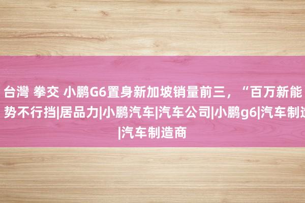 台灣 拳交 小鹏G6置身新加坡销量前三，“百万新能源”势不行挡|居品力|小鹏汽车|汽车公司|小鹏g6|汽车制造商