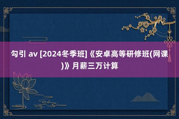 勾引 av [2024冬季班]《安卓高等研修班(网课)》月薪三万计算