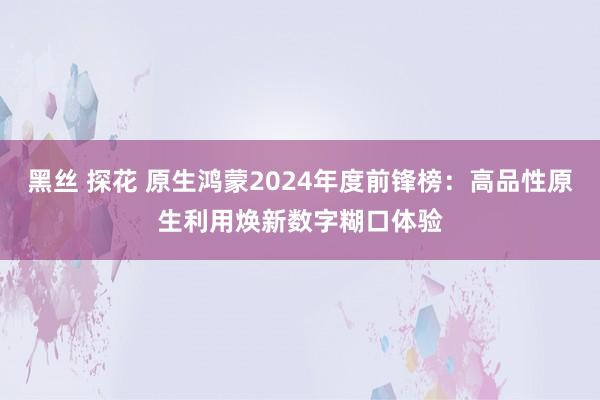 黑丝 探花 原生鸿蒙2024年度前锋榜：高品性原生利用焕新数字糊口体验